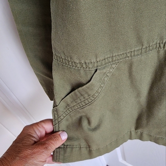 Curve Appeal Women's Khaki Jacket with Floral Trim Size Medium - Picture 4 of 8